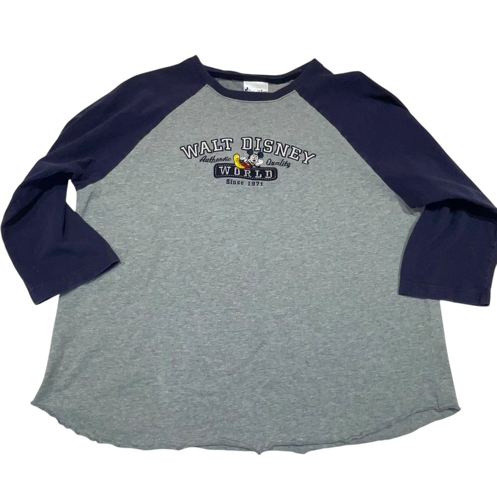 Vtg Walt Disney World Jersey Top Embroidered Mickey Heavyweight Raglan Sleeves L